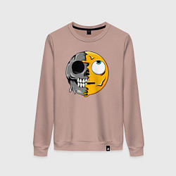 Свитшот хлопковый женский Задумчивый смайлик, цвет: пыльно-розовый