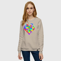 Свитшот хлопковый женский Color tetris, цвет: миндальный — фото 2