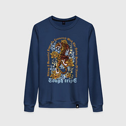 Свитшот хлопковый женский Eough tripe, цвет: тёмно-синий
