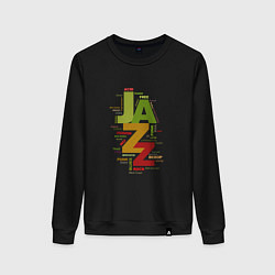 Свитшот хлопковый женский Джазовые стили в цвете, цвет: черный