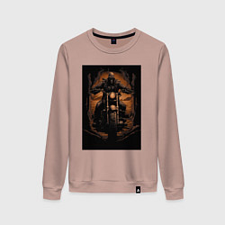 Женский свитшот Скелет едет на старом мотоцикле