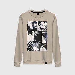 Свитшот хлопковый женский Тетрадь смерти Рюк, цвет: миндальный
