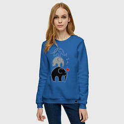 Свитшот хлопковый женский Милые слоники, цвет: синий — фото 2