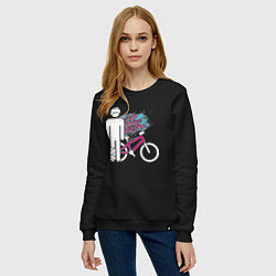 Свитшот хлопковый женский Sports mechanics Bicyclist, цвет: черный — фото 2