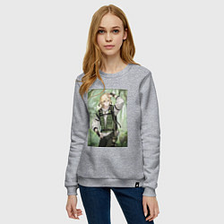 Свитшот хлопковый женский Кавех Геншин, цвет: меланж — фото 2