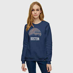 Свитшот хлопковый женский Boston Massachusetts, цвет: тёмно-синий — фото 2