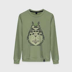 Свитшот хлопковый женский Forest Totoro, цвет: авокадо