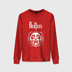 Свитшот хлопковый женский The Beatles rock panda, цвет: красный