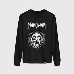 Свитшот хлопковый женский Manowar rock panda, цвет: черный