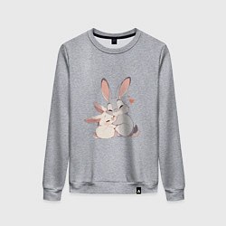 Свитшот хлопковый женский Зайки обнимайки, цвет: меланж