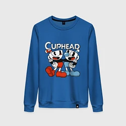 Свитшот хлопковый женский Cuphead and Mugman, цвет: синий