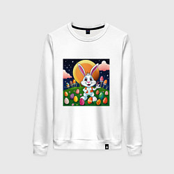 Свитшот хлопковый женский Кролик пришелец, цвет: белый