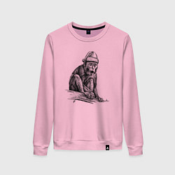 Свитшот хлопковый женский Новогодний примат, цвет: светло-розовый
