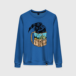 Свитшот хлопковый женский Космос в рюкзаке, цвет: синий