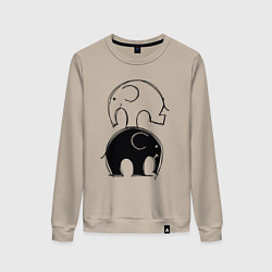 Свитшот хлопковый женский Cute elephants, цвет: миндальный