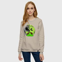 Свитшот хлопковый женский Рвотный смайл, цвет: миндальный — фото 2