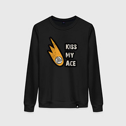 Свитшот хлопковый женский Kiss my ace volleyball, цвет: черный