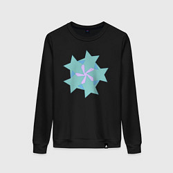 Свитшот хлопковый женский Совмещенные звезды, цвет: черный
