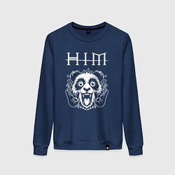 Свитшот хлопковый женский HIM rock panda, цвет: тёмно-синий