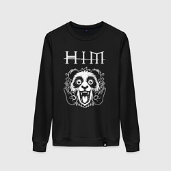 Свитшот хлопковый женский HIM rock panda, цвет: черный