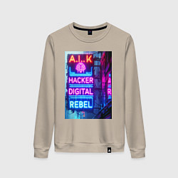 Женский свитшот Ai hacker digital rebel - neon glow