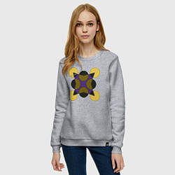 Свитшот хлопковый женский Геометрические фигуры - круги со звездой, цвет: меланж — фото 2