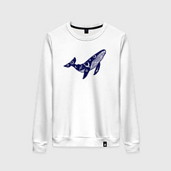 Свитшот хлопковый женский Space whale, цвет: белый