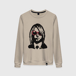 Свитшот хлопковый женский Kurt Cobain Nirvana portrait, цвет: миндальный