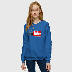 Свитшот хлопковый женский You tube logo, цвет: синий — фото 2