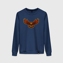 Свитшот хлопковый женский Полёт совы, цвет: тёмно-синий