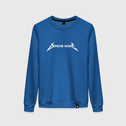 Свитшот хлопковый женский Depeche Mode - Metallica logo, цвет: синий