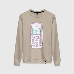 Свитшот хлопковый женский Error 404 nokia, цвет: миндальный
