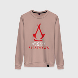 Свитшот хлопковый женский Assassins creed shadows logo, цвет: пыльно-розовый