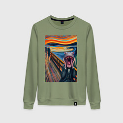 Женский свитшот Бегемот кричит - мем живопись от нейросети