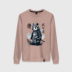 Свитшот хлопковый женский Panda samurai - bushido ai art fantasy, цвет: пыльно-розовый