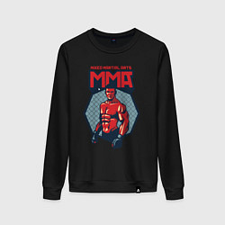 Свитшот хлопковый женский MMA warrior, цвет: черный