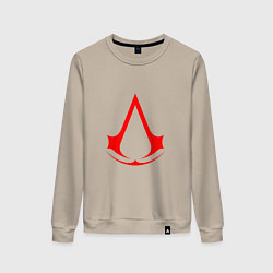 Свитшот хлопковый женский Red logo of assassins, цвет: миндальный