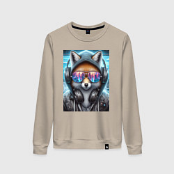Свитшот хлопковый женский Urban fox - ai art, цвет: миндальный