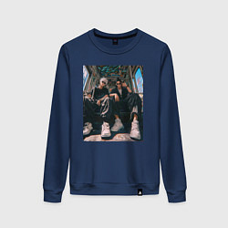 Свитшот хлопковый женский Магическая битва Сатору Годзё Маг особого ранга, цвет: тёмно-синий