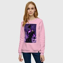 Свитшот хлопковый женский Поднятие уровня в одиночку Джину Сон теневая броня, цвет: светло-розовый — фото 2