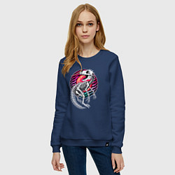 Свитшот хлопковый женский Скелет динозавра, цвет: тёмно-синий — фото 2