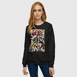 Свитшот хлопковый женский Клинок, рассекающий демонов Тандзиро Камадо Мудзан, цвет: черный — фото 2