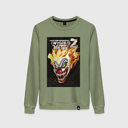 Свитшот хлопковый женский Twisted metal 2 - clown head, цвет: авокадо