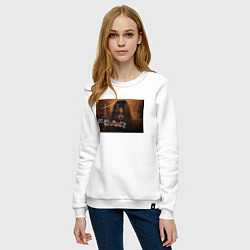Свитшот хлопковый женский Альма Вейд Fear 1, цвет: белый — фото 2