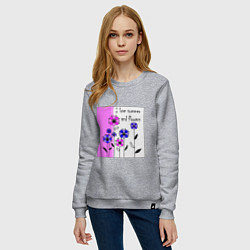 Свитшот хлопковый женский Люблю лето и цветы яркий розовый, цвет: меланж — фото 2