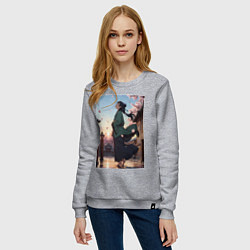 Свитшот хлопковый женский Монолог фармацевта Маомао во дворце, цвет: меланж — фото 2