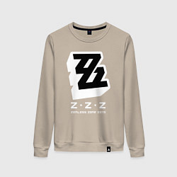 Свитшот хлопковый женский Zenless zone zero лого, цвет: миндальный