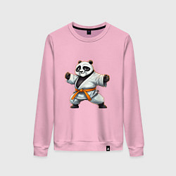 Свитшот хлопковый женский Кунгфу панда По каратист, цвет: светло-розовый