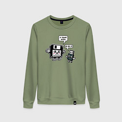 Женский свитшот Папа дискета 90х и USB сын - прикольный ретро мем