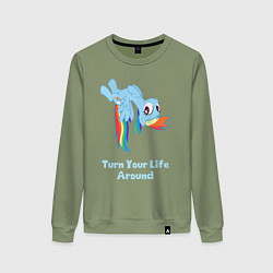 Свитшот хлопковый женский Рейнбоу Дэш: переверни свою жизнь, цвет: авокадо